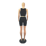 Sporty Tank Crop Top Biker Shorts Bodycon Tracksuit FOS-8303