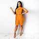 Side Split Turtleneck Crop Top and Shorts Tracksuit NK-8614