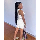 Sporty Tank Crop Top Biker Shorts Bodycon Tracksuit FOS-8303