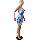 Halter Backless Mini Print Dress YNS-1650