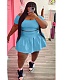 Plus Size 5XL Pleated Short Skirt Set WA-77426