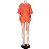 Deep V Neck Half Sleeve Loose Ruched Blouse ASL-6576