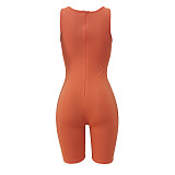 Solid Color Hollow Out Romper AL-244