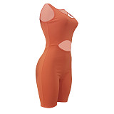 Solid Color Hollow Out Romper AL-244
