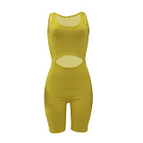 Solid Color Hollow Out Romper AL-244