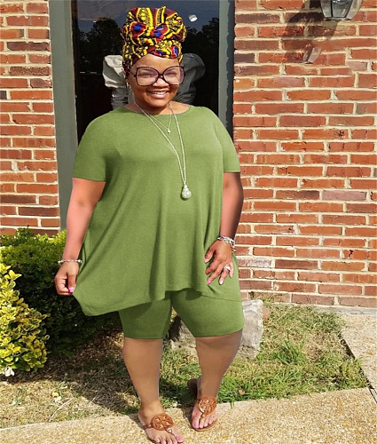 Plus Size 5XL Caual Shorts Set WA-77416