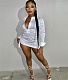 White Turndown Collar Blouse Short Dress YNS-1676