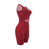 Solid Color Hollow Out Romper AL-244