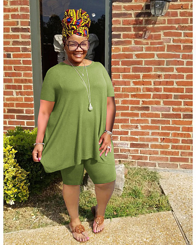 Plus Size 5XL Caual Shorts Set WA-77416