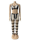 Sexy Bra Fishnet Knitted Hollow out 2 Piece Pants Set OSM-4359