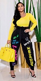 Letters Lace Up Joggers Loose Casual Pants WSY-5856