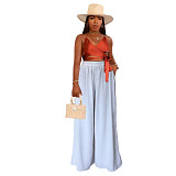 Solid Color Loose High Waist Wide Leg Pants OD-8497