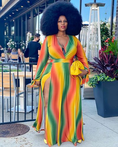 Plus Size Loose Split Long Dresses WA-7065