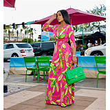 Elegant Street V-Neck Print Sashes Dresses NK-8616