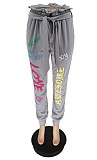 Letters Lace Up Joggers Loose Casual Pants WSY-5856