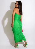 Ruched Cut Out Bandage Halter Maxi Dresses BN-9324