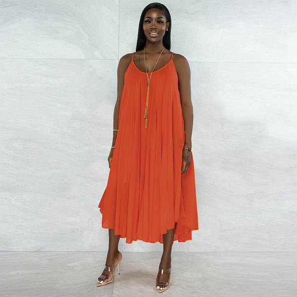 Beachwear Loose Backless Chiffon Slip Dress YF-10136