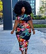 Floral Print Short Sleeve Vintage Plus Size Dresses OSS-22298