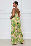 Boho Floral Print Spaghetti Strap Wide Leg Jumpsuit ANDI-1366