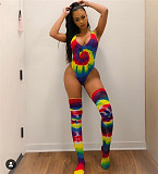 Tie Dye Beachwear One Piece Swimsuit with socks BN-9167