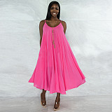 Beachwear Loose Backless Chiffon Slip Dress YF-10136