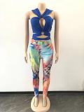 Cut Out Bandage Crop Top Leggings 2 Piece Set OSM-4353