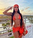 Women Summer Clothes Halter Bra Crop Tops+Bikini Panties+Mini Skirts+Headscarf Sexy 4 Piece Swimsuit LSL-6428
