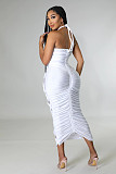 Ruched Cut Out Bandage Halter Maxi Dresses BN-9324