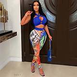 Cut Out Bandage Crop Top Leggings 2 Piece Set OSM-4353