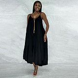 Beachwear Loose Backless Chiffon Slip Dress YF-10136