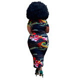 Floral Print Short Sleeve Vintage Plus Size Dresses OSS-22298