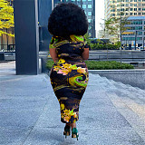 Floral Print Short Sleeve Vintage Plus Size Dresses OSS-22298