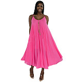 Beachwear Loose Backless Chiffon Slip Dress YF-10136