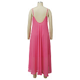 Beachwear Loose Backless Chiffon Slip Dress YF-10136