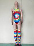 Tie Dye Beachwear One Piece Swimsuit with socks BN-9167