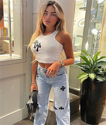 Y2K Cross Embroidered Basic Tank Crop Tops BANT-6322