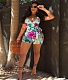 Women Holiday Floral Print V Neck Sleeveless Summer Bandage Beach Halter Neck Skinny Rompers MOS-762