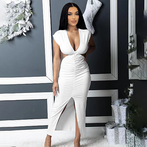 Cut Out Sleeveless Ruched Bodycon Party Dresses PINH-13289