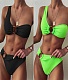 Solid Color Pit Strip Fabric One-Shoulder Bikini XM-137