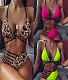 Leopard Hollow Out Lace Up Halter Bikini XM-52