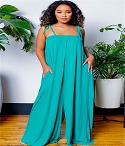 Summer Sleeveless Straps Loose Wide Leg Jumpsuits MUX-6105