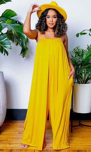 Summer Sleeveless Straps Loose Wide Leg Jumpsuits MUX-6105