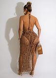 Halter Backless Crochet Cover Ups Beach Dresses OSM-4363