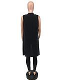 Knit Ribbed Sleeveless Cardigan 3 Piece Pants Set YH-5268