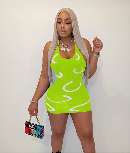 Printed Sleeveless U Neck Bodycon Dresses FE-241