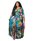 Vintage Floral Print Long Sleeve Plus Size Dresses NK-8617