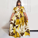 Short Sleeve Plus Size Casual Boho Maxi Dress OSS-22258