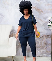 Plus Size Short Sleeve T Shirt Jogger Pants Set OSS-22296
