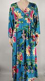 Vintage Floral Print Long Sleeve Plus Size Dresses NK-8617