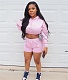 Long Sleeve Hoodie Crop Top and Shorts Sweatsuits FNN-8681